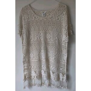 Kaktus Open‎ Knit Cover Up Beach Dress Ivory Vacation Women's Size Small